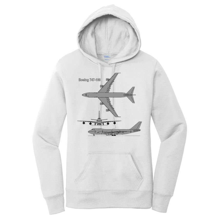 747 Airplane Hand Drawn Graphic Plane Women's Pullover Hoodie