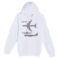 747 Airplane Hand Drawn Graphic Plane Premium Pullover Hoodie