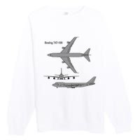 747 Airplane Hand Drawn Graphic Plane Premium Crewneck Sweatshirt