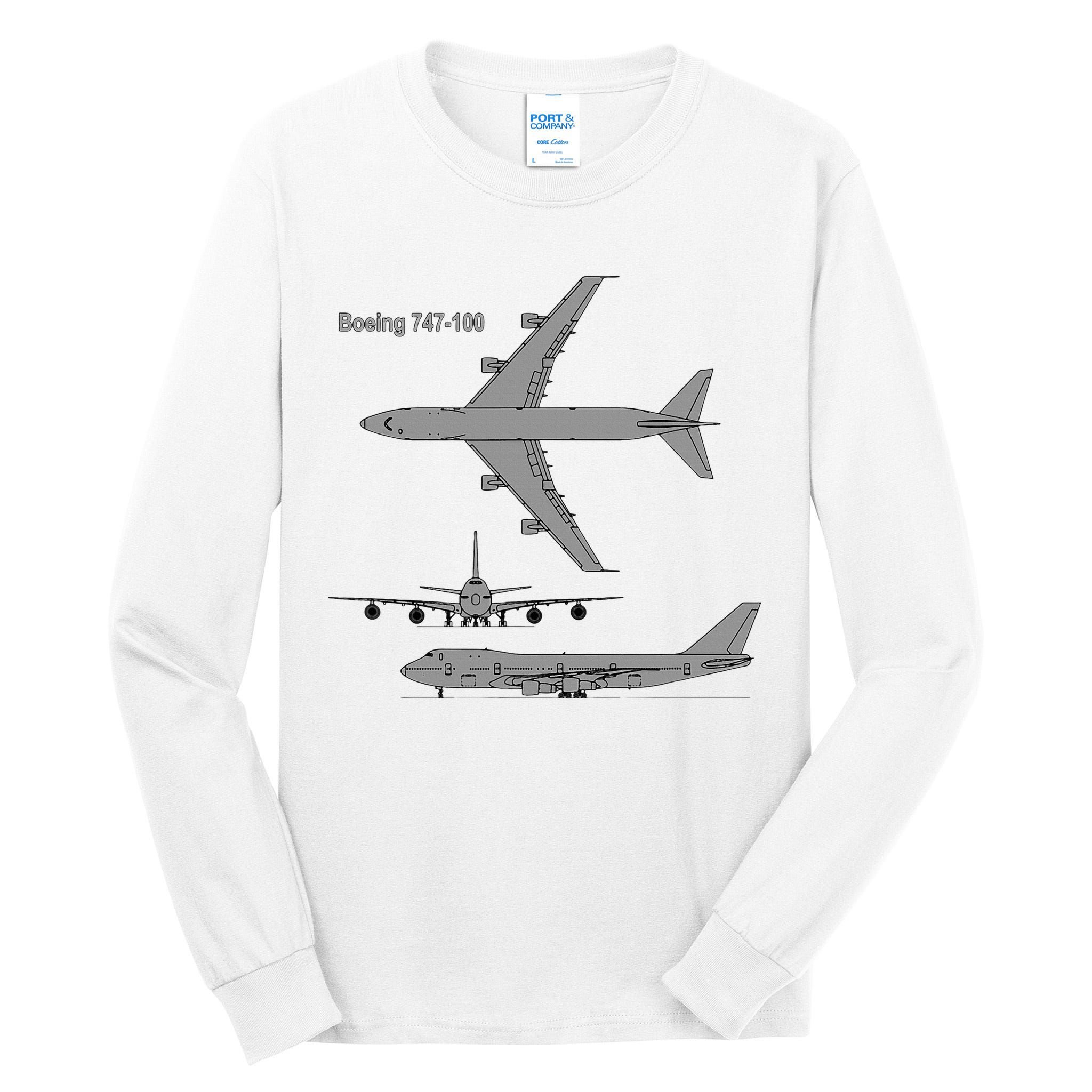 747 Airplane Hand Drawn Graphic Plane Tall Long Sleeve T-Shirt