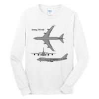 747 Airplane Hand Drawn Graphic Plane Tall Long Sleeve T-Shirt