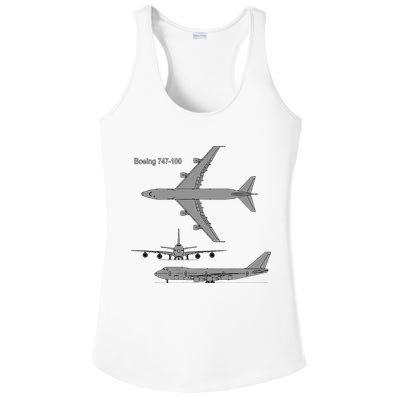 747 Airplane Hand Drawn Graphic Plane Ladies PosiCharge Competitor Racerback Tank