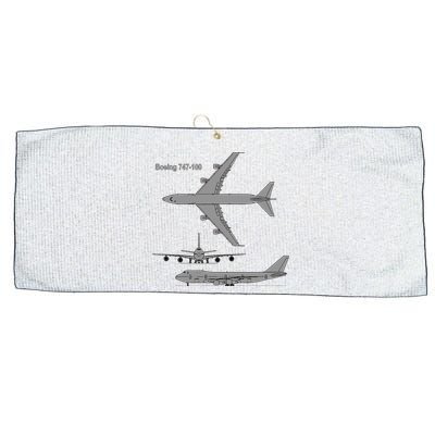 747 Airplane Hand Drawn Graphic Plane Large Microfiber Waffle Golf Towel