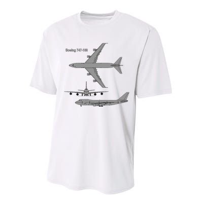 747 Airplane Hand Drawn Graphic Plane Performance Sprint T-Shirt