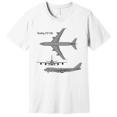 747 Airplane Hand Drawn Graphic Plane Premium T-Shirt