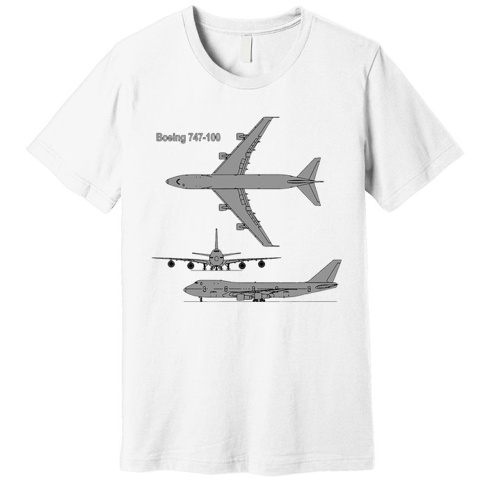 747 Airplane Hand Drawn Graphic Plane Premium T-Shirt