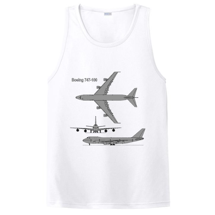 747 Airplane Hand Drawn Graphic Plane PosiCharge Competitor Tank