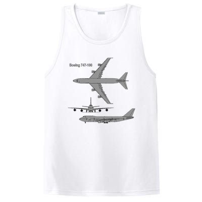 747 Airplane Hand Drawn Graphic Plane PosiCharge Competitor Tank