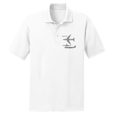 747 Airplane Hand Drawn Graphic Plane PosiCharge RacerMesh Polo