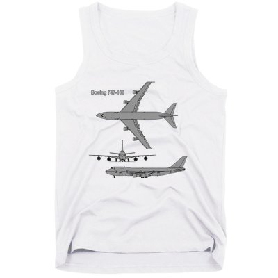 747 Airplane Hand Drawn Graphic Plane Tank Top