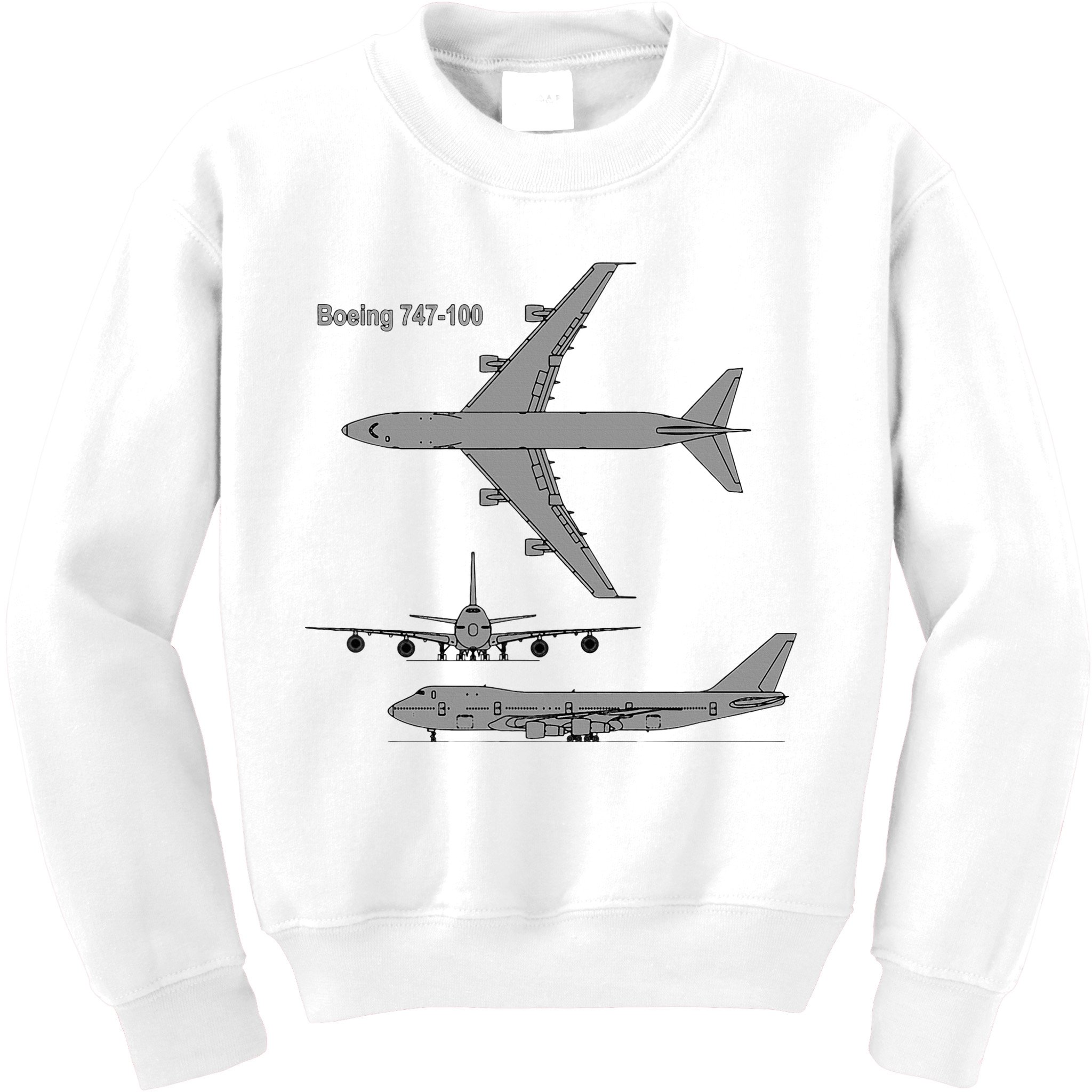 747 Airplane Hand Drawn Graphic Plane Kids Sweatshirt