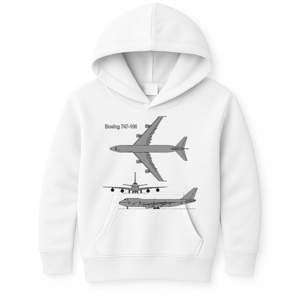 747 Airplane Hand Drawn Graphic Plane Kids Hoodie