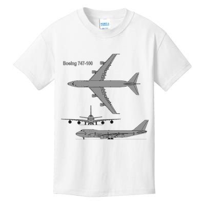 747 Airplane Hand Drawn Graphic Plane Kids T-Shirt