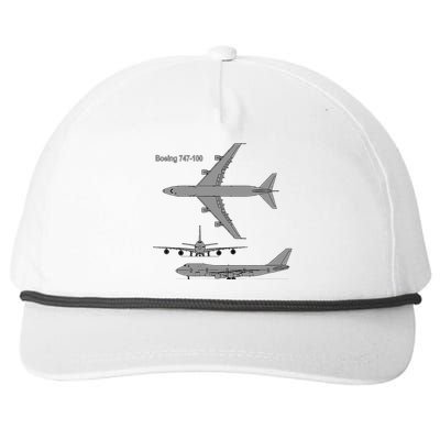 747 Airplane Hand Drawn Graphic Plane Snapback Five-Panel Rope Hat