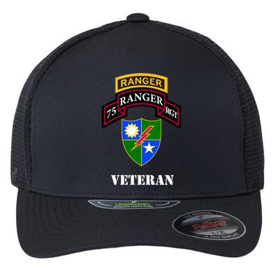 75th Army Ranger Gift Veteran White Gift Flexfit Unipanel Trucker Cap