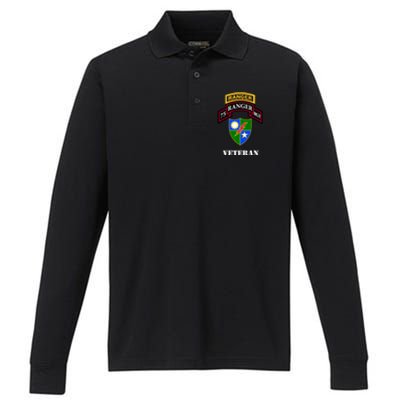 75th Army Ranger Gift Veteran White Gift Performance Long Sleeve Polo