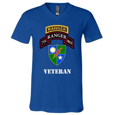 75th Army Ranger Gift Veteran White Gift V-Neck T-Shirt