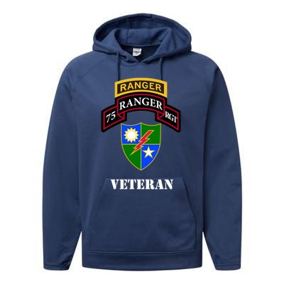 75th Army Ranger Gift Veteran White Gift Performance Fleece Hoodie