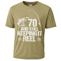 70 And Still Keeping It Reel Fishing 70th Birthday Gifts Cooling Performance Crew T-Shirt