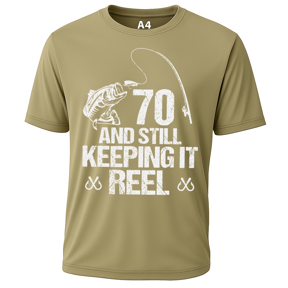 70 And Still Keeping It Reel Fishing 70th Birthday Gifts Cooling Performance Crew T-Shirt