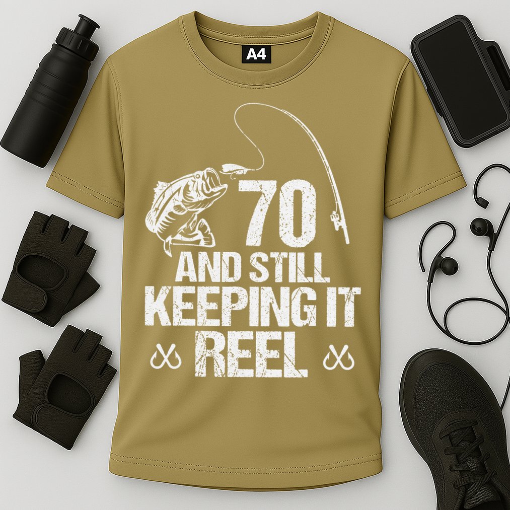 70 And Still Keeping It Reel Fishing 70th Birthday Gifts Cooling Performance Crew T-Shirt
