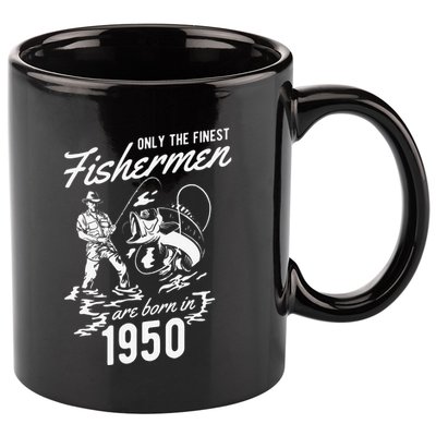 70th Birthday 1950 Fishing 11oz C Handle Ceramic Mug