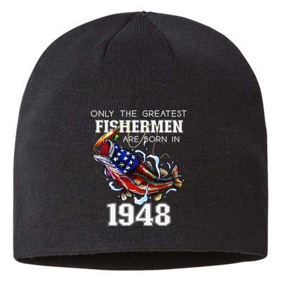 75th Birthday 1948 Fisherman Bass Fishing 75 Year Old Sustainable Beanie