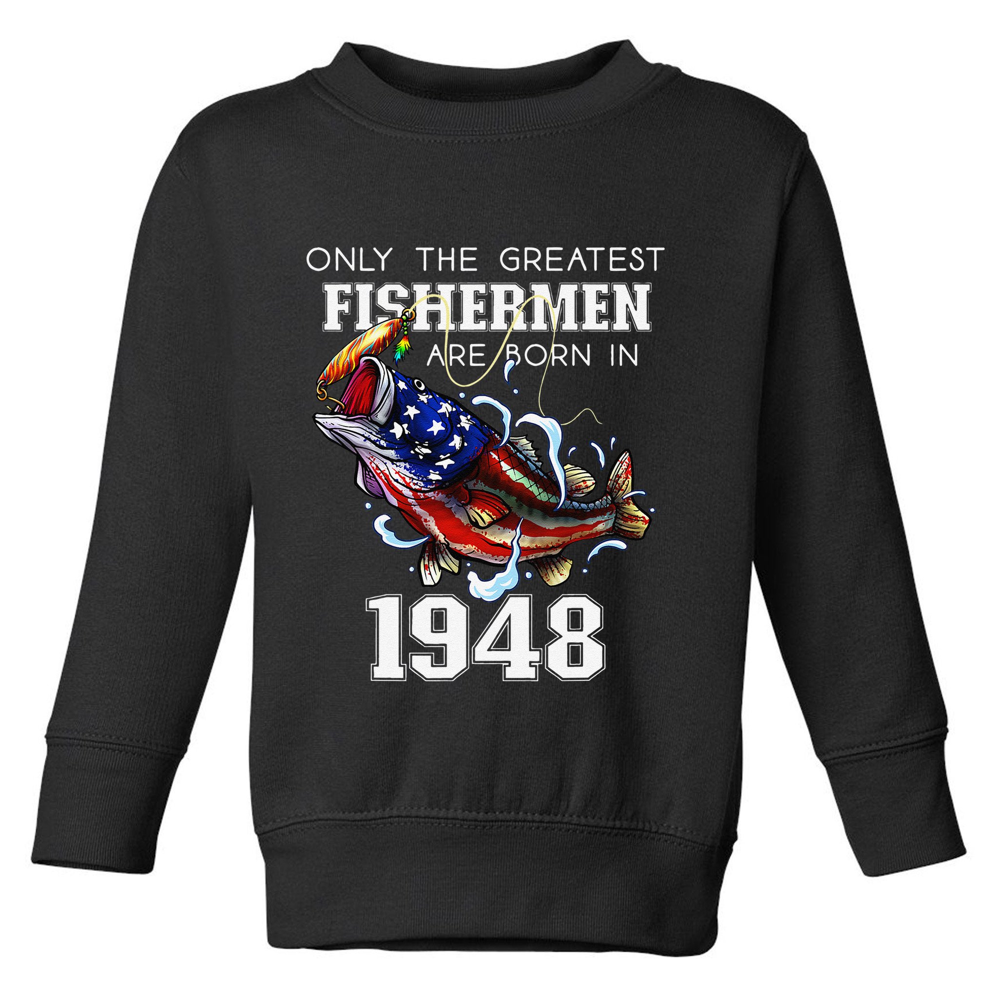 75th Birthday 1948 Fisherman Bass Fishing 75 Year Old Toddler Sweatshirt