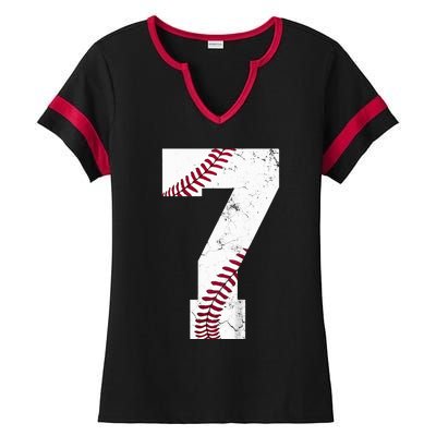 7th Birthday 2017 Baseball Seven 7 Seventh Ladies Halftime Notch Neck Tee