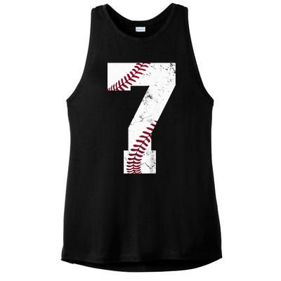 7th Birthday 2017 Baseball Seven 7 Seventh Ladies PosiCharge Tri-Blend Wicking Tank