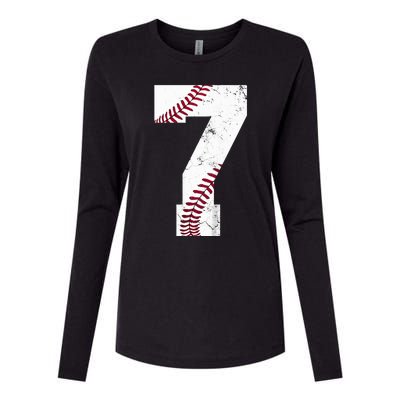 7th Birthday 2017 Baseball Seven 7 Seventh Womens Cotton Relaxed Long Sleeve T-Shirt