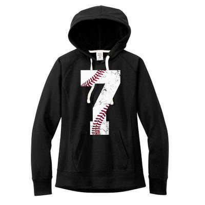 7th Birthday 2017 Baseball Seven 7 Seventh Women's Fleece Hoodie