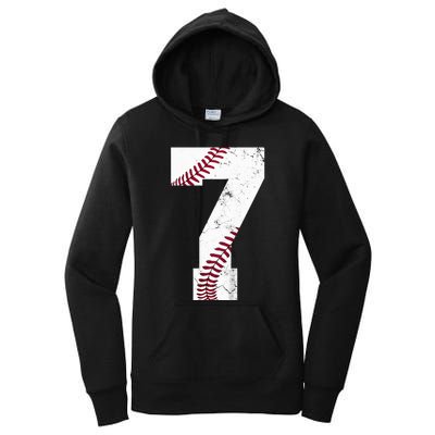 7th Birthday 2017 Baseball Seven 7 Seventh Women's Pullover Hoodie