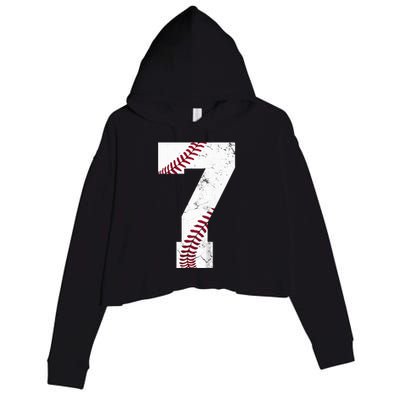 7th Birthday 2017 Baseball Seven 7 Seventh Crop Fleece Hoodie