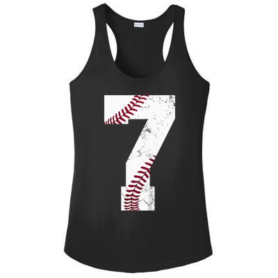 7th Birthday 2017 Baseball Seven 7 Seventh Ladies PosiCharge Competitor Racerback Tank