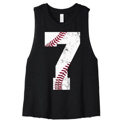 7th Birthday 2017 Baseball Seven 7 Seventh Women's Racerback Cropped Tank