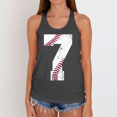 7th Birthday 2017 Baseball Seven 7 Seventh Women's Knotted Racerback Tank