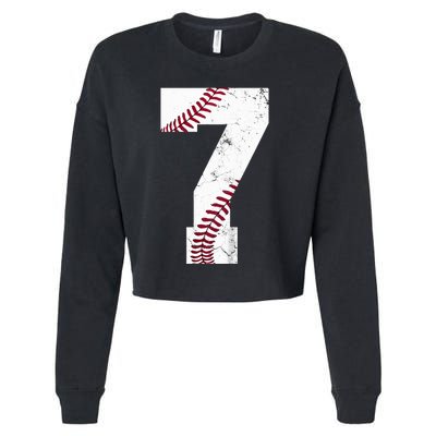 7th Birthday 2017 Baseball Seven 7 Seventh Cropped Pullover Crew