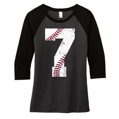 7th Birthday 2017 Baseball Seven 7 Seventh Women's Tri-Blend 3/4-Sleeve Raglan Shirt