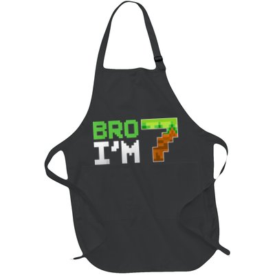 7th Birthday 7 Year Old Birthday Boy Gamer Pixel Number Bro 7 Full-Length Apron With Pockets