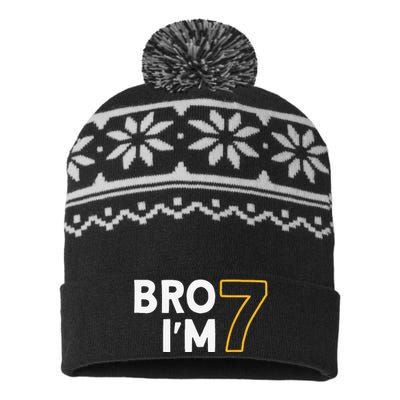 7th Birthday 7th Birthday 7 Years Old Bro Im 7 USA-Made Snowflake Beanie