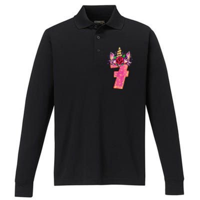 7th Birthday 7 Year Old Birthday Gifts Performance Long Sleeve Polo