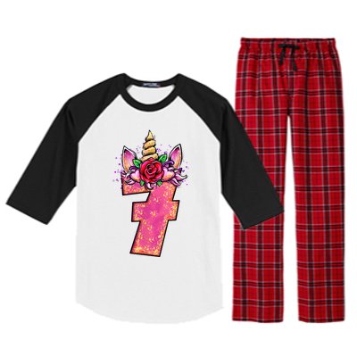 7th Birthday 7 Year Old Birthday Gifts Raglan Sleeve Pajama Set