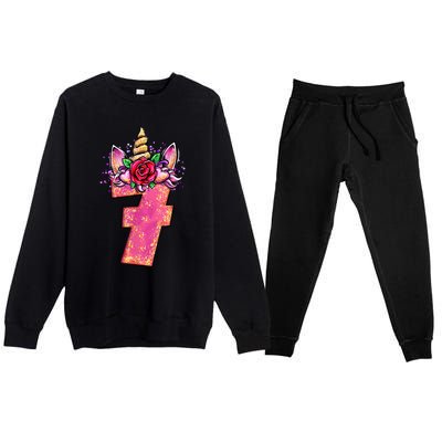 7th Birthday 7 Year Old Birthday Gifts Premium Crewneck Sweatsuit Set