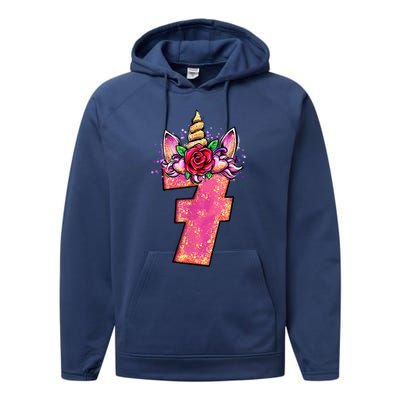 7th Birthday 7 Year Old Birthday Gifts Performance Fleece Hoodie