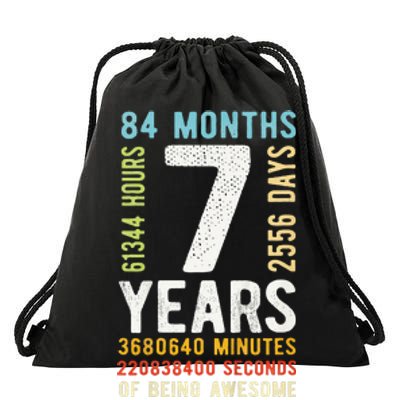 7th Birthday 7 Years Old Vintage Retro 84 Months Drawstring Bag