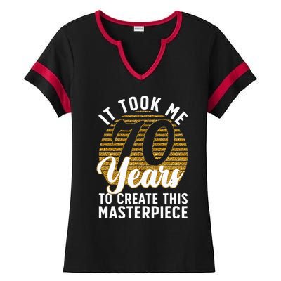 70th Birthday 70 Year Old Gag Turning 70 Joke Ladies Halftime Notch Neck Tee