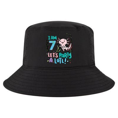7th Birthday Axolotl - I Am 7 Let's Party A Lotl  Cool Comfort Performance Bucket Hat