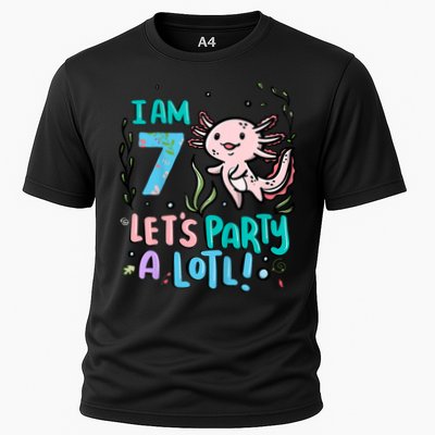 7th Birthday Axolotl - I Am 7 Let's Party A Lotl  Cooling Performance Crew T-Shirt