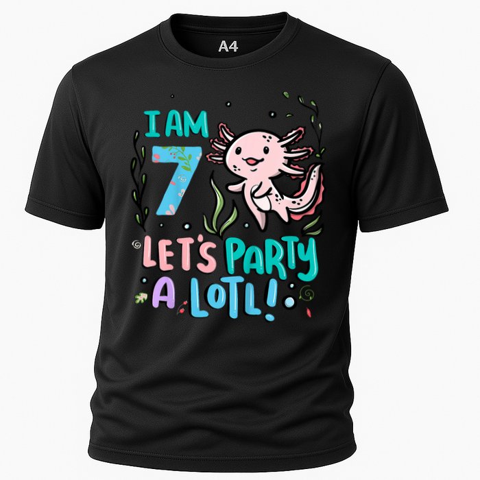 7th Birthday Axolotl - I Am 7 Let's Party A Lotl  Cooling Performance Crew T-Shirt